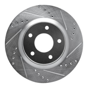 Nissan Rogue Brake Rotor (1) - Front Right - R1 Concepts - Drilled & Slotted - Silver - `07-`15